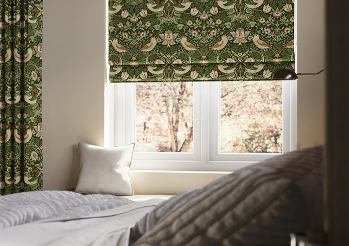 William Morris At Home Strawberry Thief, Nettle - Roman Blind - Image 5